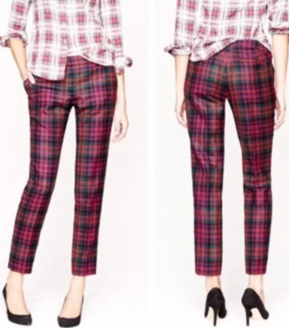 J. Crew Cafe Capri Tartan Plaid Wool Pants Size 10